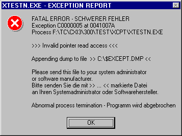 [Fehlermeldungsfenster]